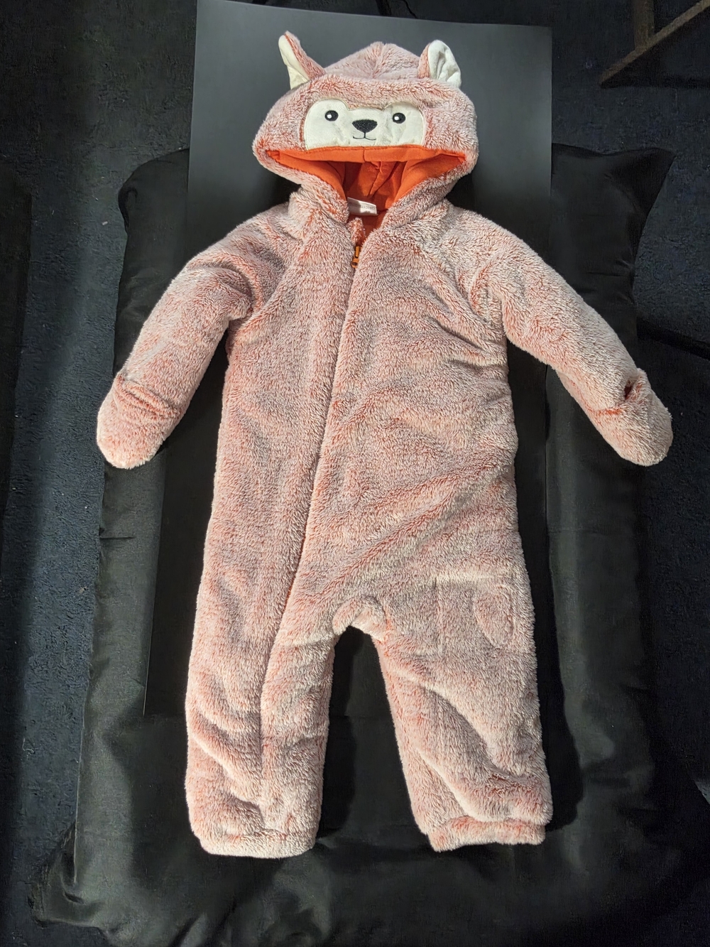 Koala Kids Pink Plush Fox Hooded One-Piece